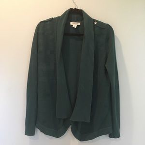 WHBM Emerald Green sweater w/ silver buttons M